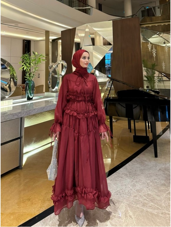 NAZZY ELBİSE BORDO