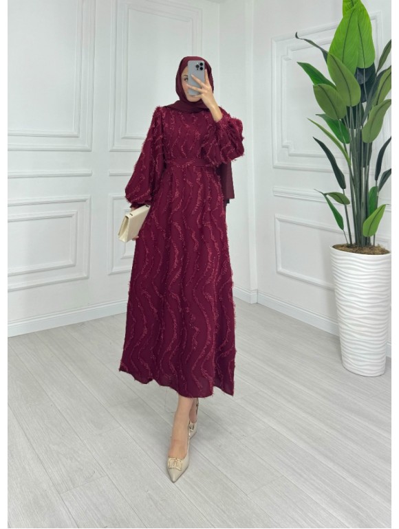 JASMEN ELBİSE BORDO