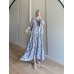 ISABEL DESENLİ ELBİSE MAVİ