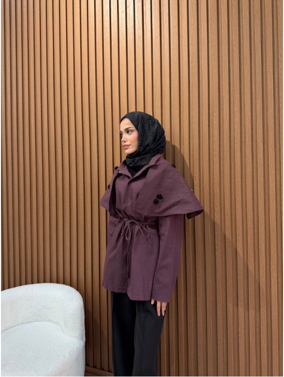 LOUNCH PELERİN DETAYLI CEKET MÜRDÜM