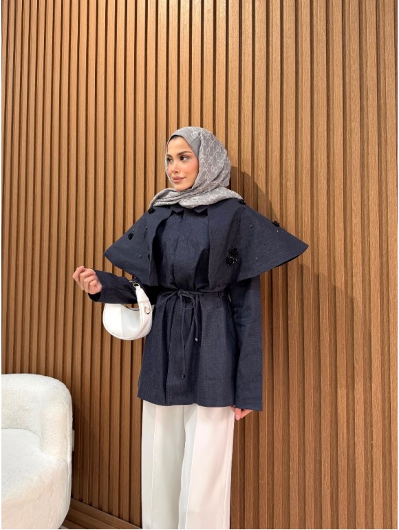 LOUNCH PELERİNLİ CEKET LACİVERT