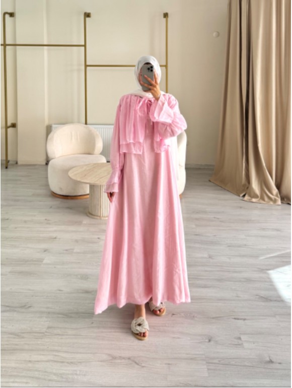 LOCCK ELBİSE PEMBE