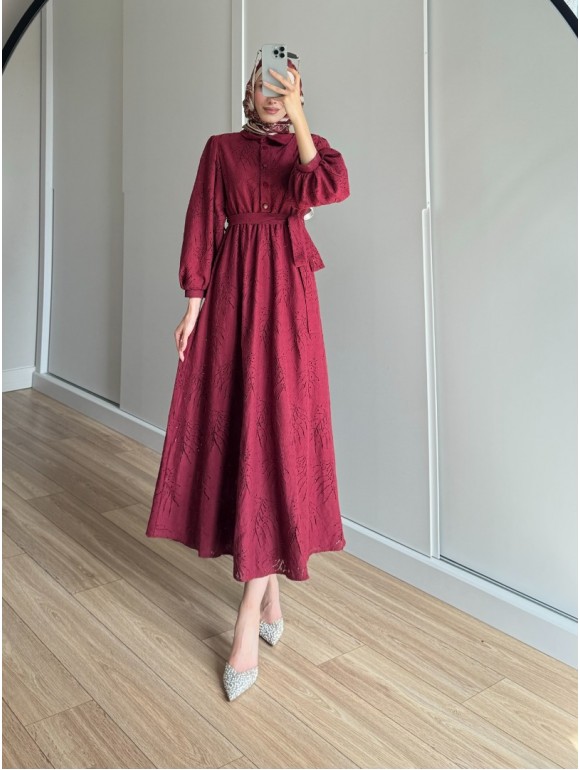 FİSTY ELBİSE BORDO