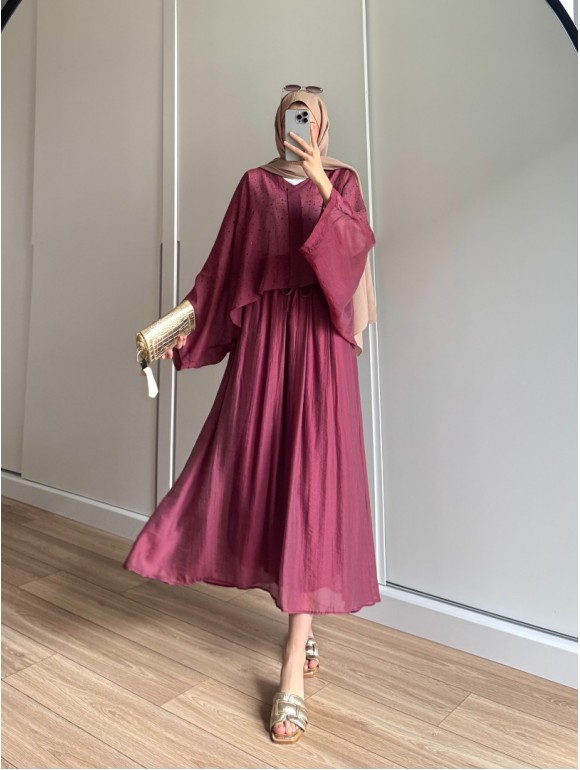 PAİGE ETEKLİ TAKIM BORDO