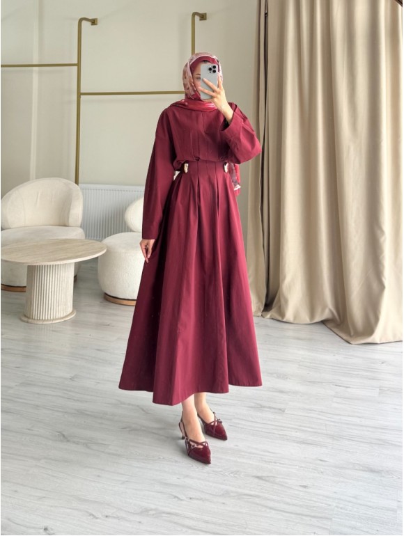 CAMİLİA ELBİSE BORDO