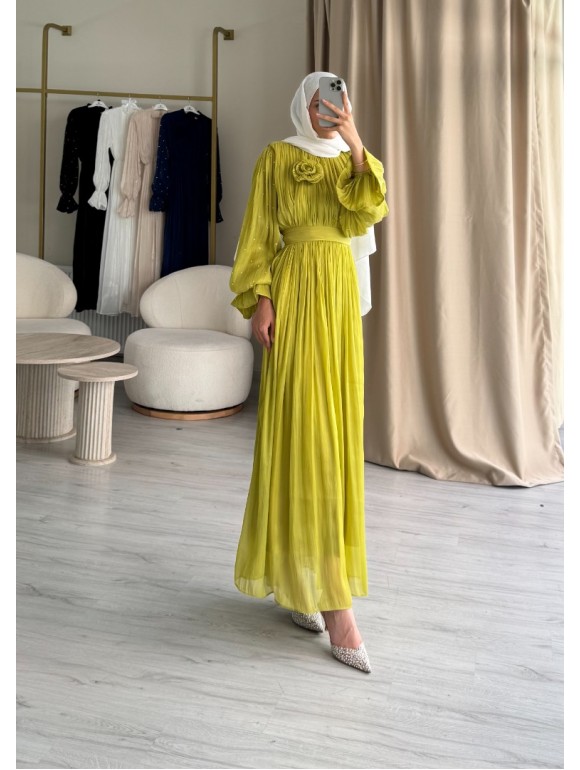 IRENE ELBİSE YAĞ YEŞİLİ