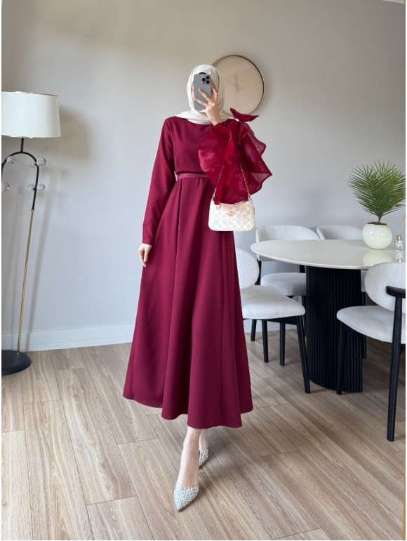 DİNA ELBİSE BORDO