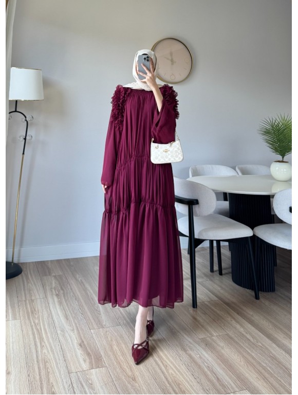 ASEL ELBİSE BORDO