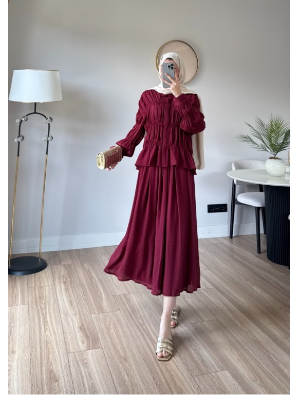 TASHA ETEKLİ TAKIM BORDO